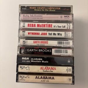 Lot of 9 VTG 80s 90s Country Music Cassette Tapes G Brooks Alabama Reba Judds